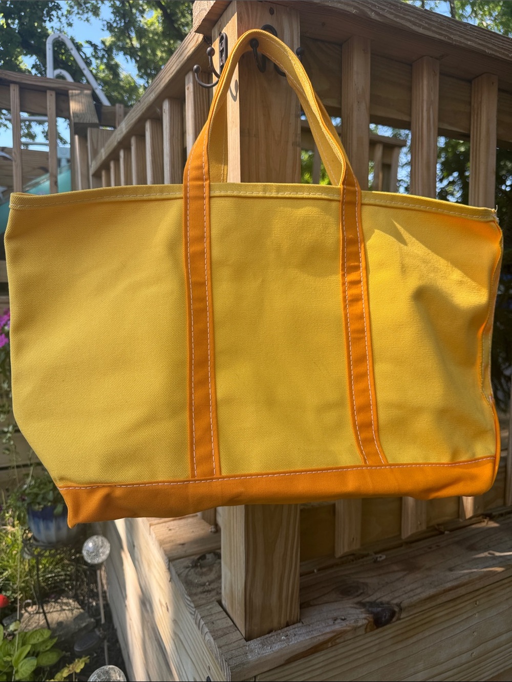 Vintage L.L. Bean Yellow & Orange Large Tote